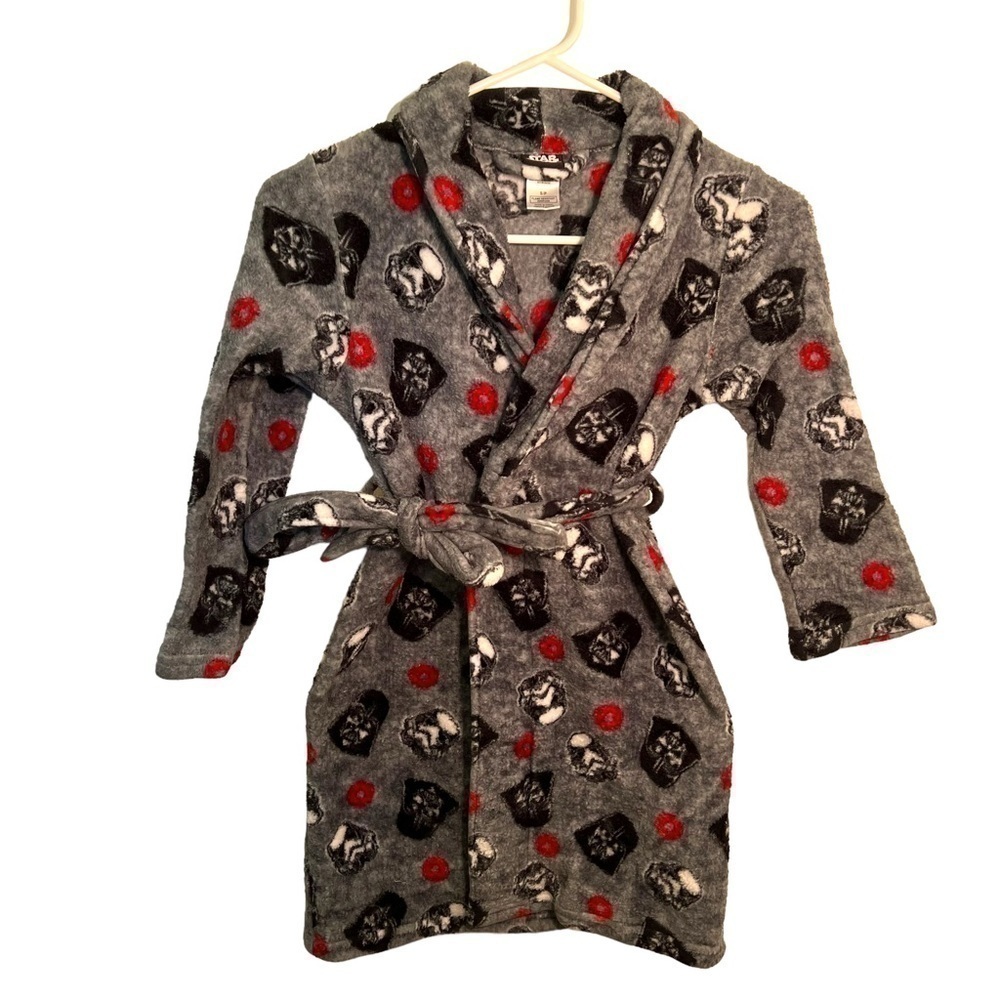Star Wars Kids Boys Size Small Plush Robe Gray Darth Vader Storm Troopers White